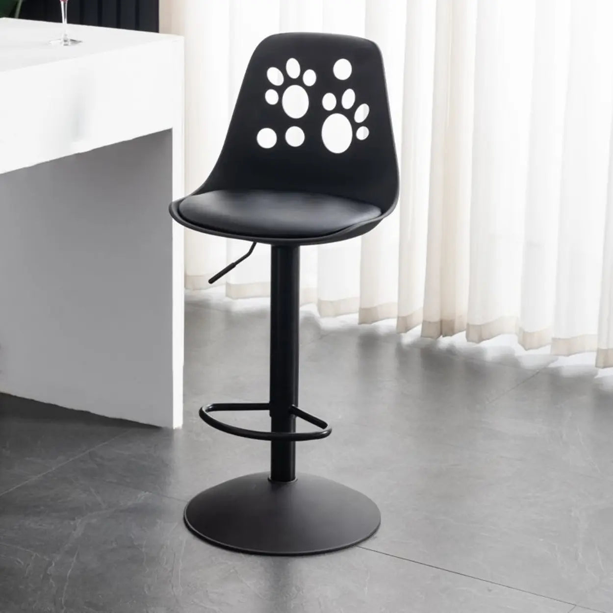Swivel Paw-Shaped Full Back Bucket Leather Bar Stool Image - 9