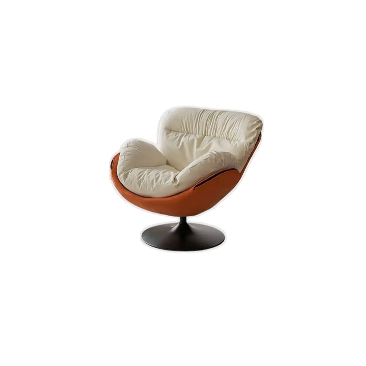 Swivel Removable Orange Leather Tight Back Accent Chair Image - 10