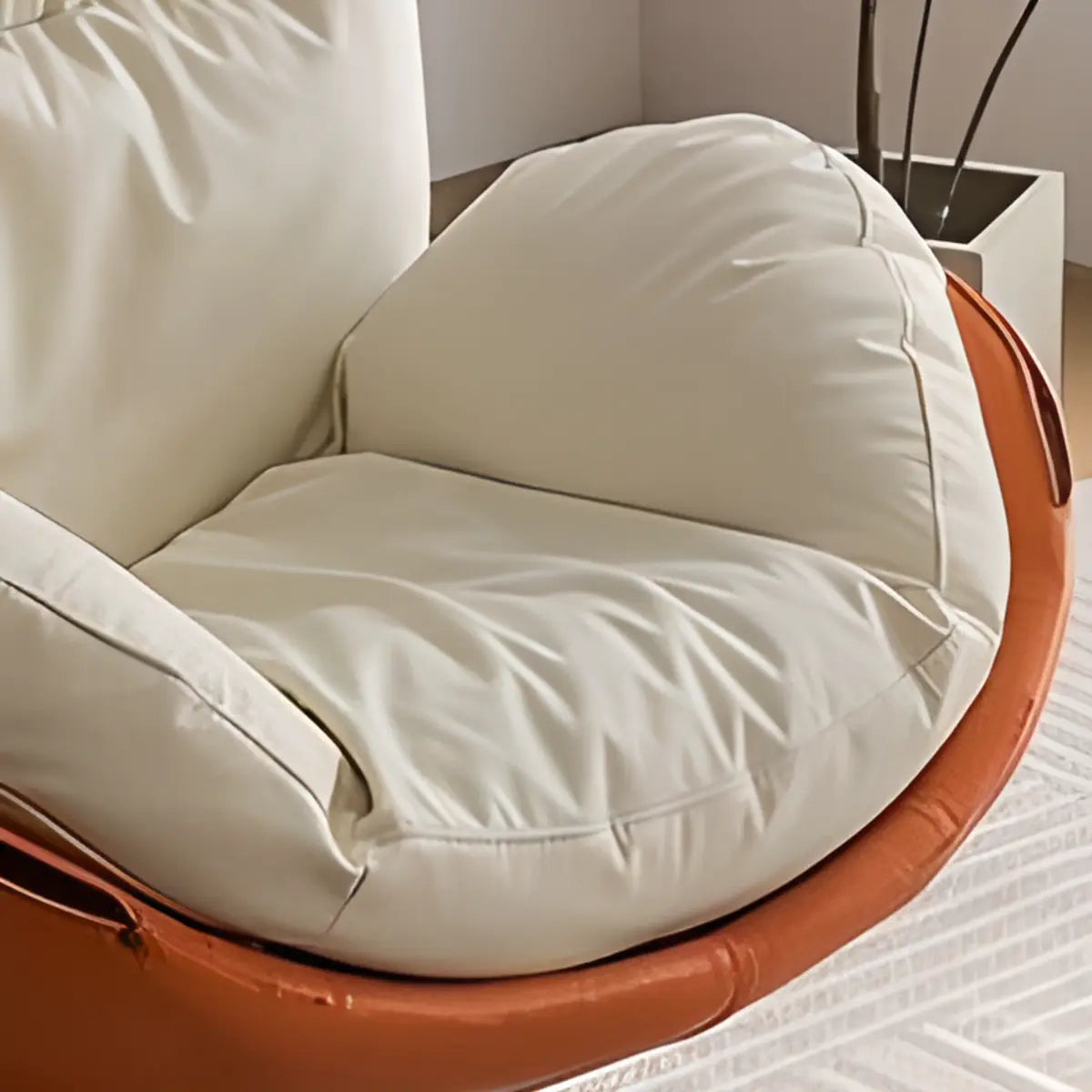 Swivel Removable Orange Leather Tight Back Accent Chair Image - 14