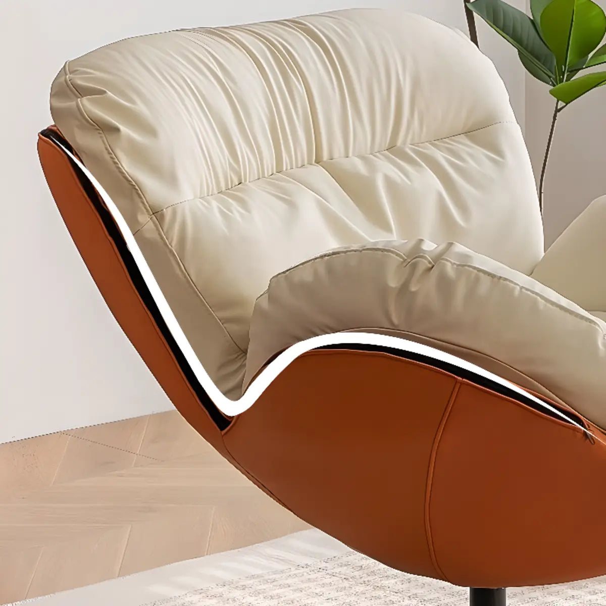 Swivel Removable Orange Leather Tight Back Accent Chair Image - 15