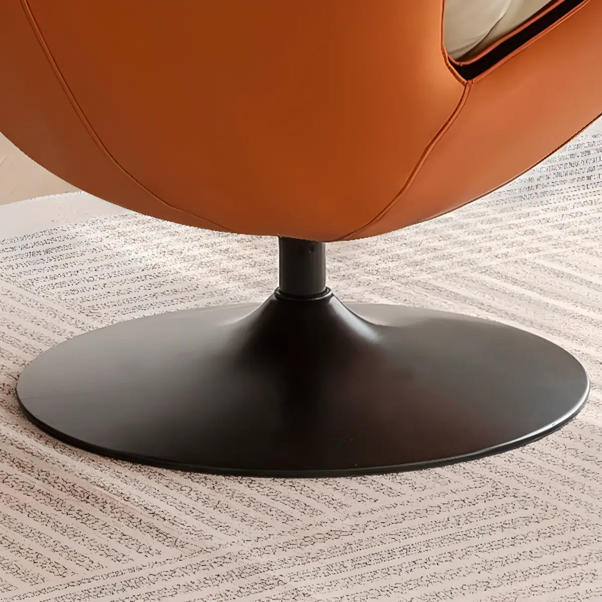 Swivel Removable Orange Leather Tight Back Accent Chair Image - 17