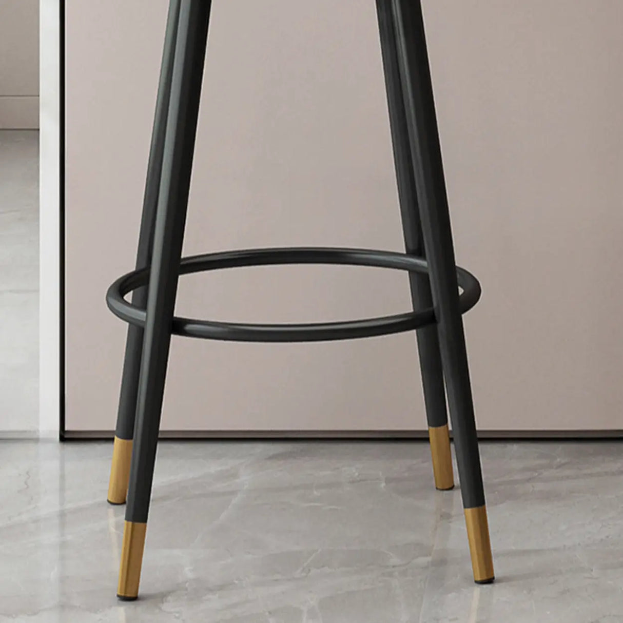 Swivel Round Upholstered Iron Bar Stool with Footrest Image - 12