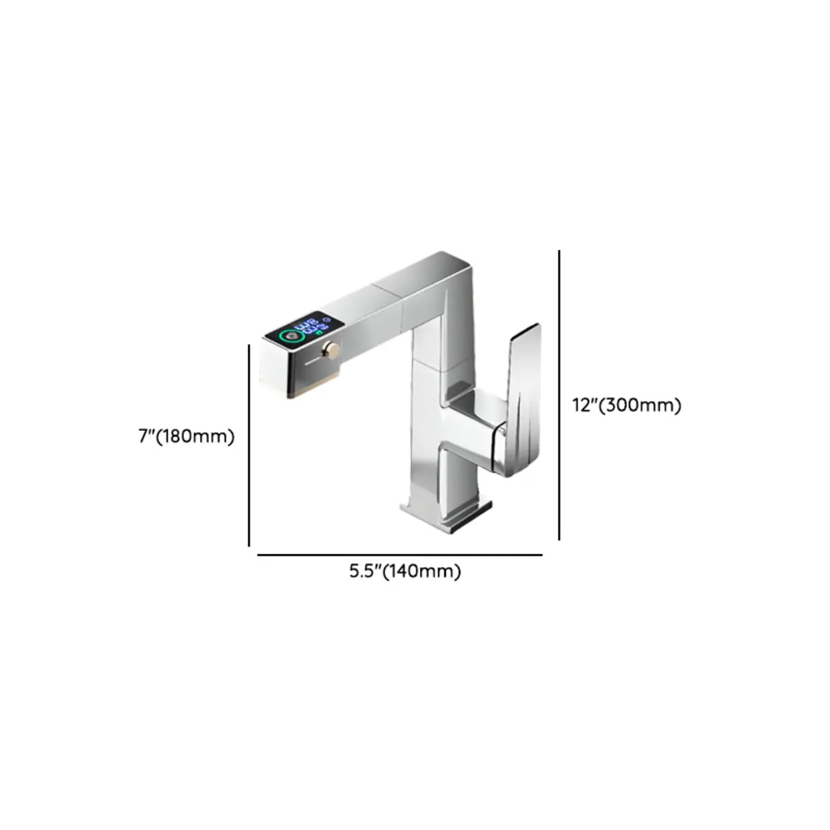 Swivel Spout Square Copper Gun Grey Tall Bathroom Faucet