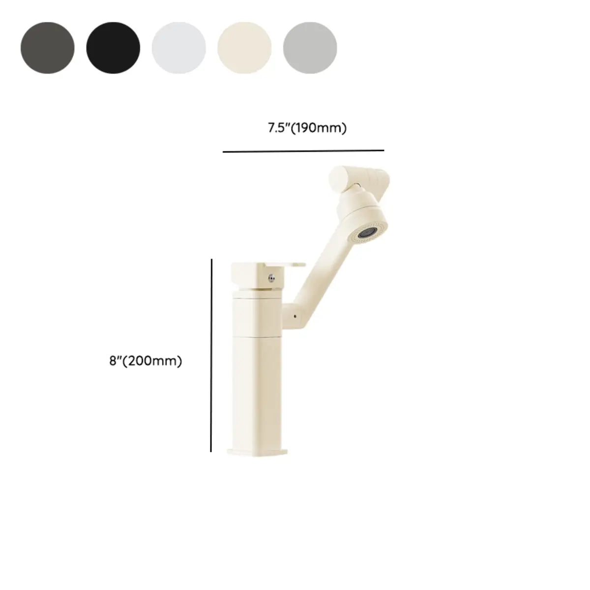 Swivel Spout Touch Square Copper Grey Bathroom Sink Faucet