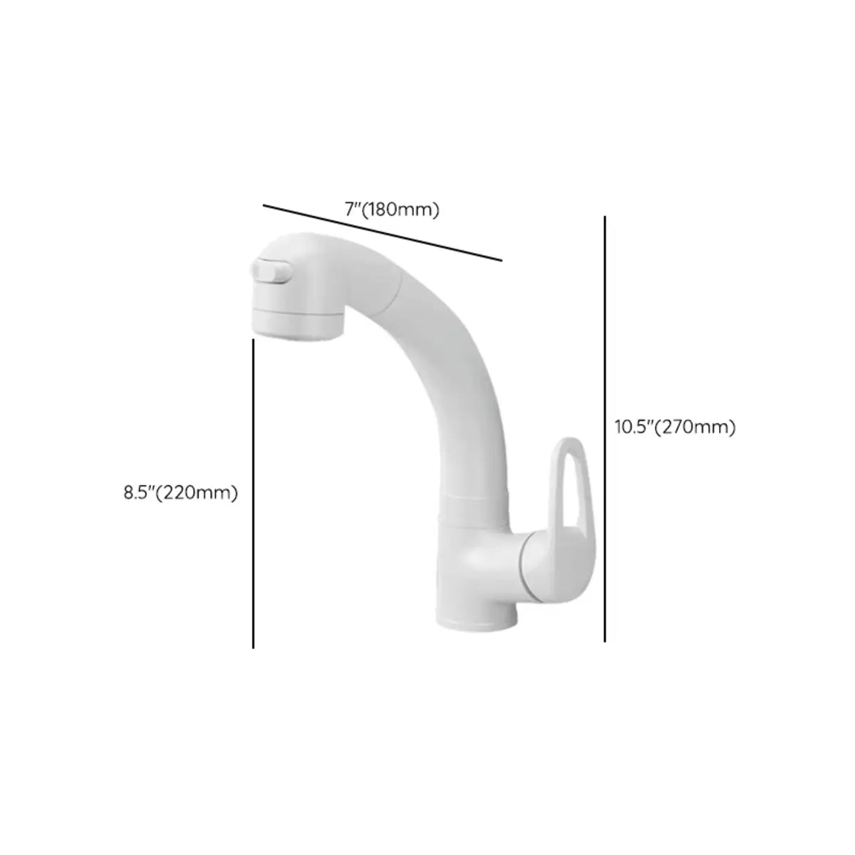 Swivel Spout Valve Curved Brass White Tall Sink Faucet