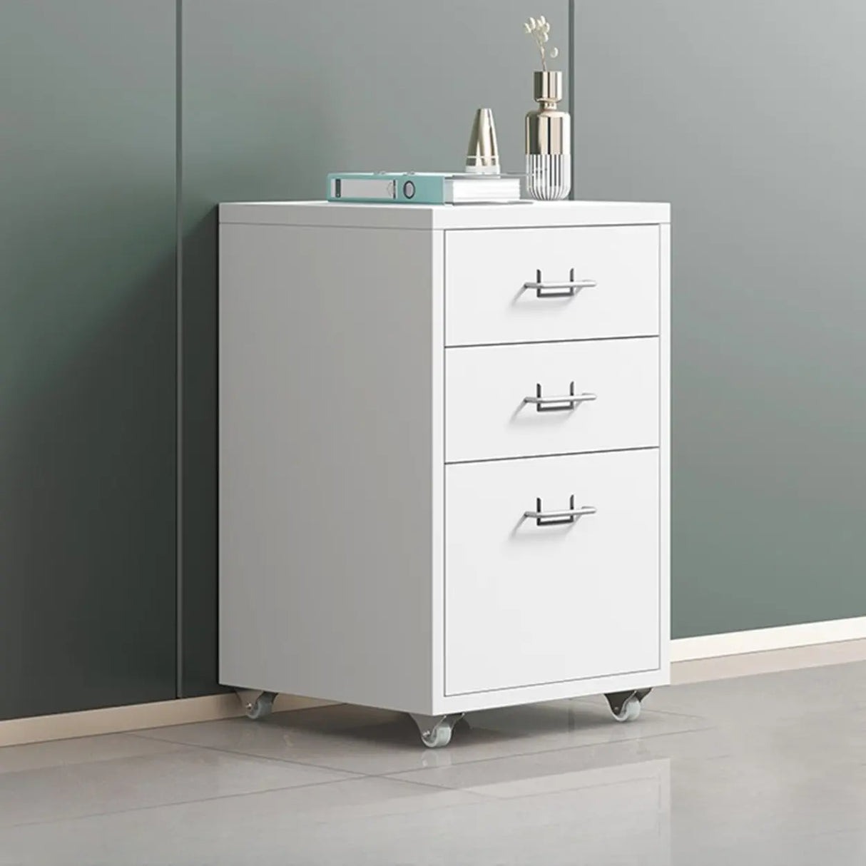 Swivel Steel Vertical Storage Filing Cabinet with Wheels Image - 2
