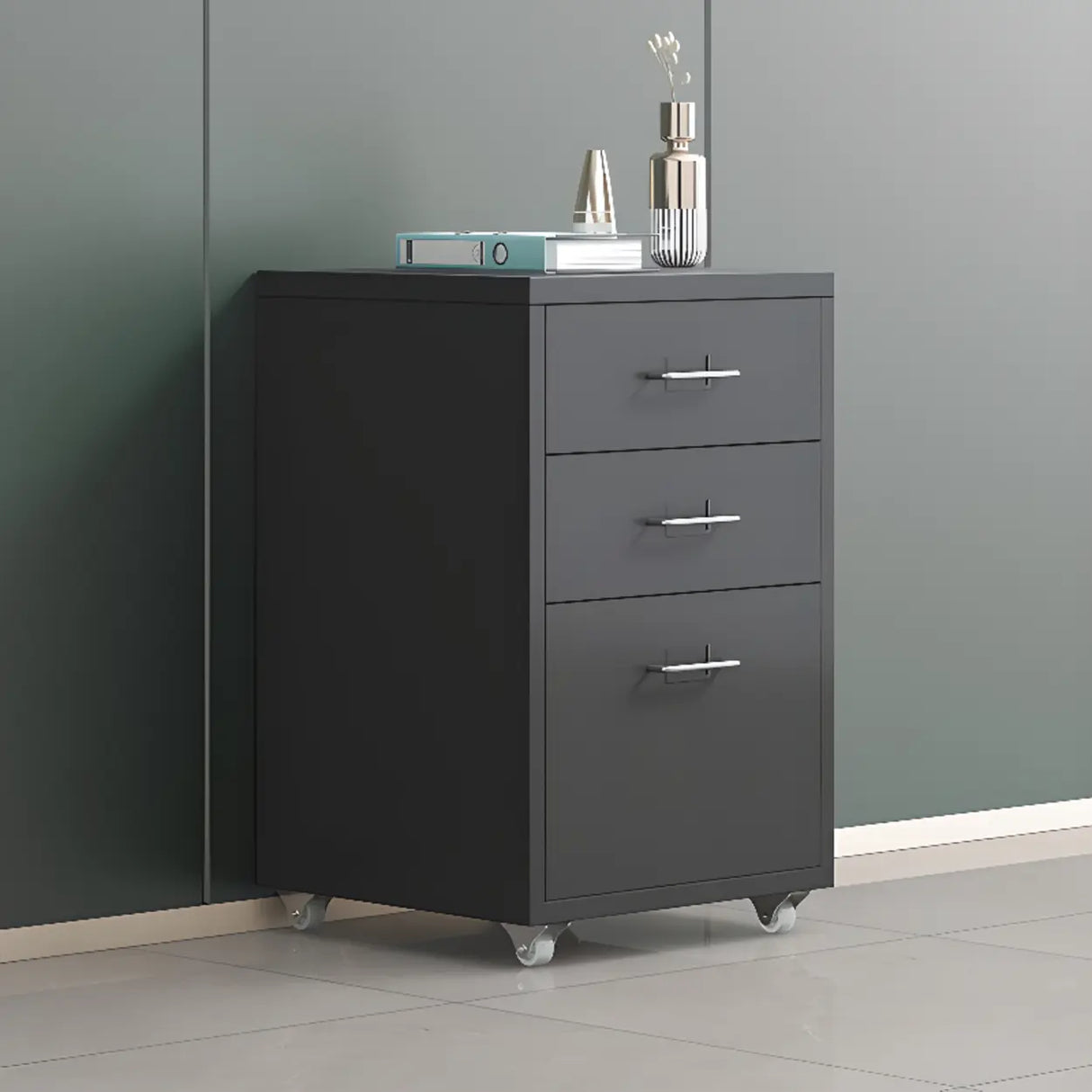 Swivel Steel Vertical Storage Filing Cabinet with Wheels Image - 3