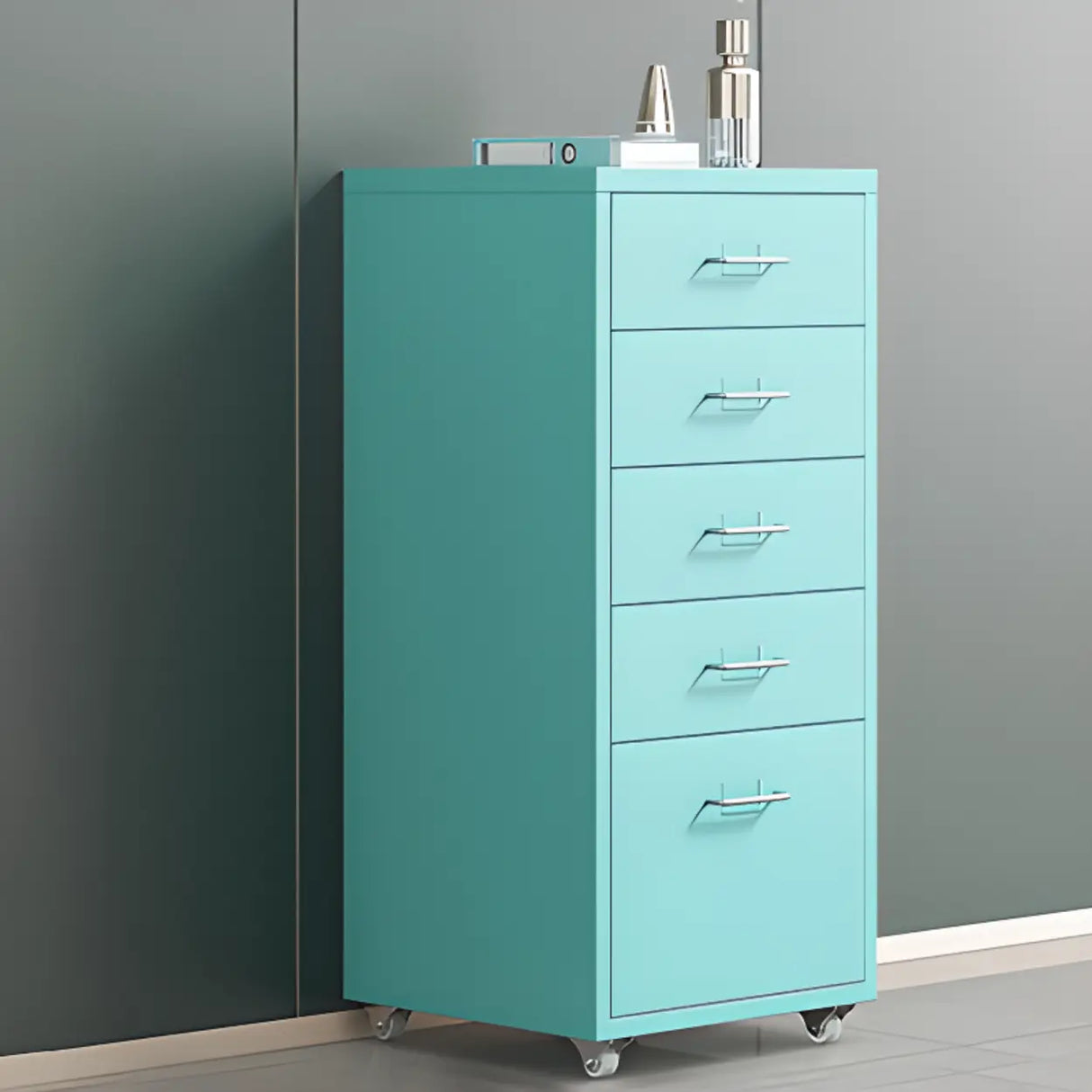 Swivel Steel Vertical Storage Filing Cabinet with Wheels Image - 5