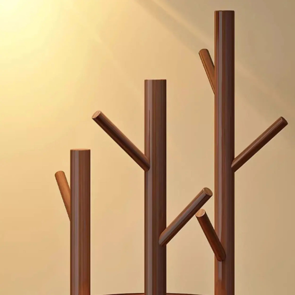 Swivel Tree Shape Nut-Brown Hooks Coat Rack Image - 8