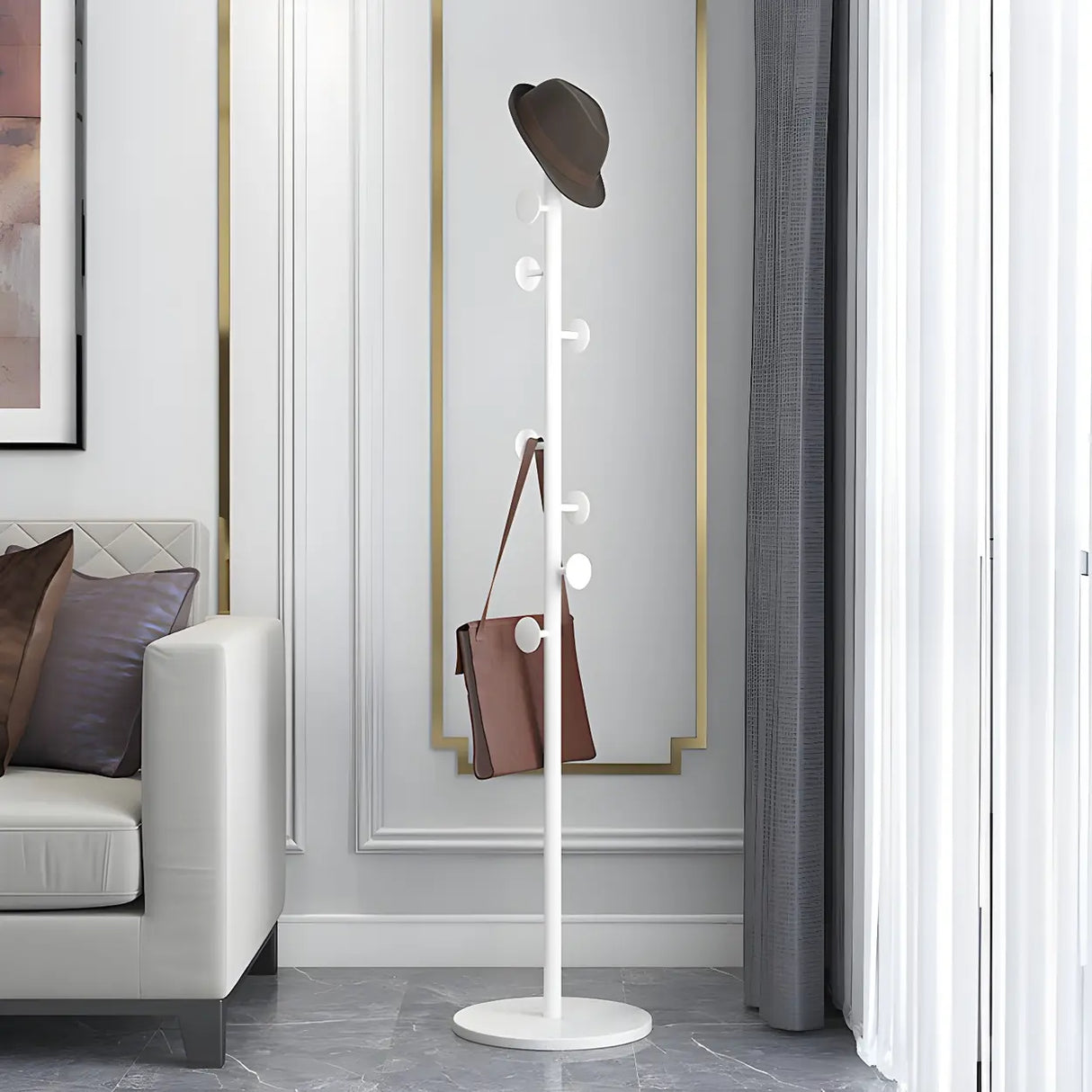 Syilish Gold Metal Tall Freestanding Hall Tree with Hooks Image - 16