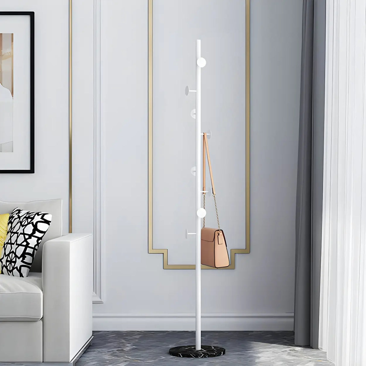 Syilish Gold Metal Tall Freestanding Hall Tree with Hooks Image - 17