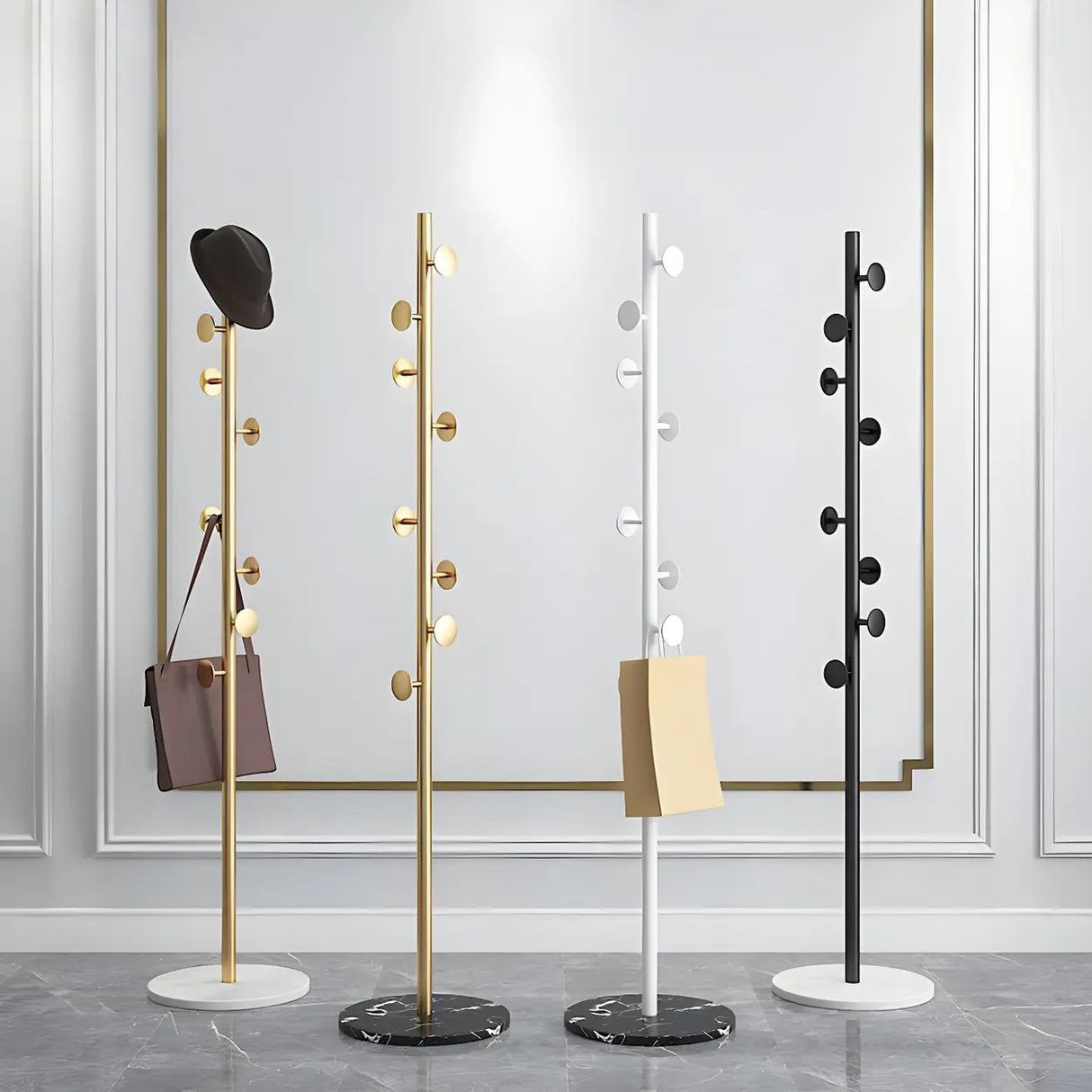 Syilish Gold Metal Tall Freestanding Hall Tree with Hooks Image - 18