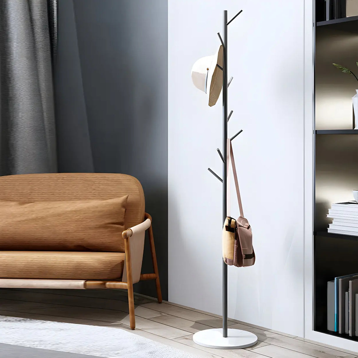 Syilish Gold Metal Tall Freestanding Hall Tree with Hooks Image - 20