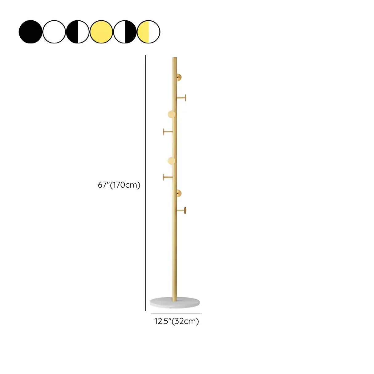 Syilish Gold Metal Tall Freestanding Hall Tree with Hooks Image - 24