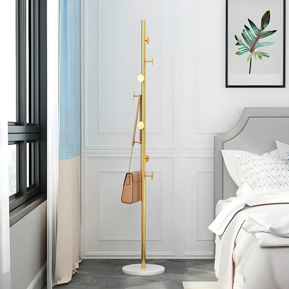 Syilish Gold Metal Tall Freestanding Hall Tree with Hooks Image - 6