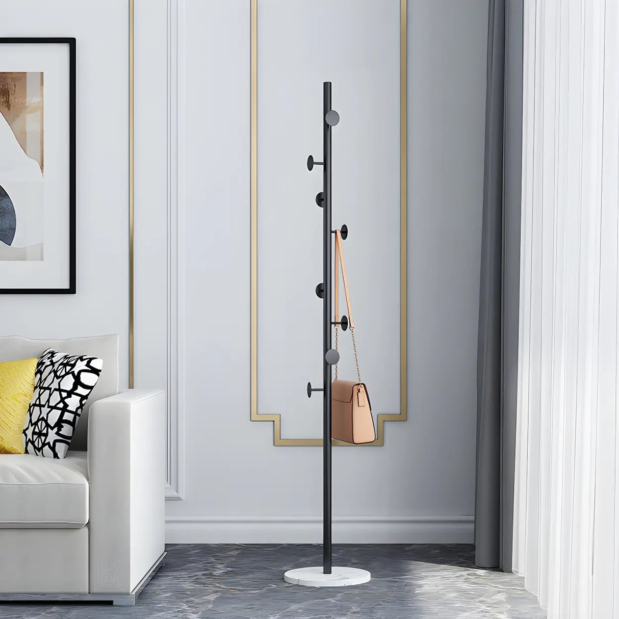 Syilish Gold Metal Tall Freestanding Hall Tree with Hooks Image - 8