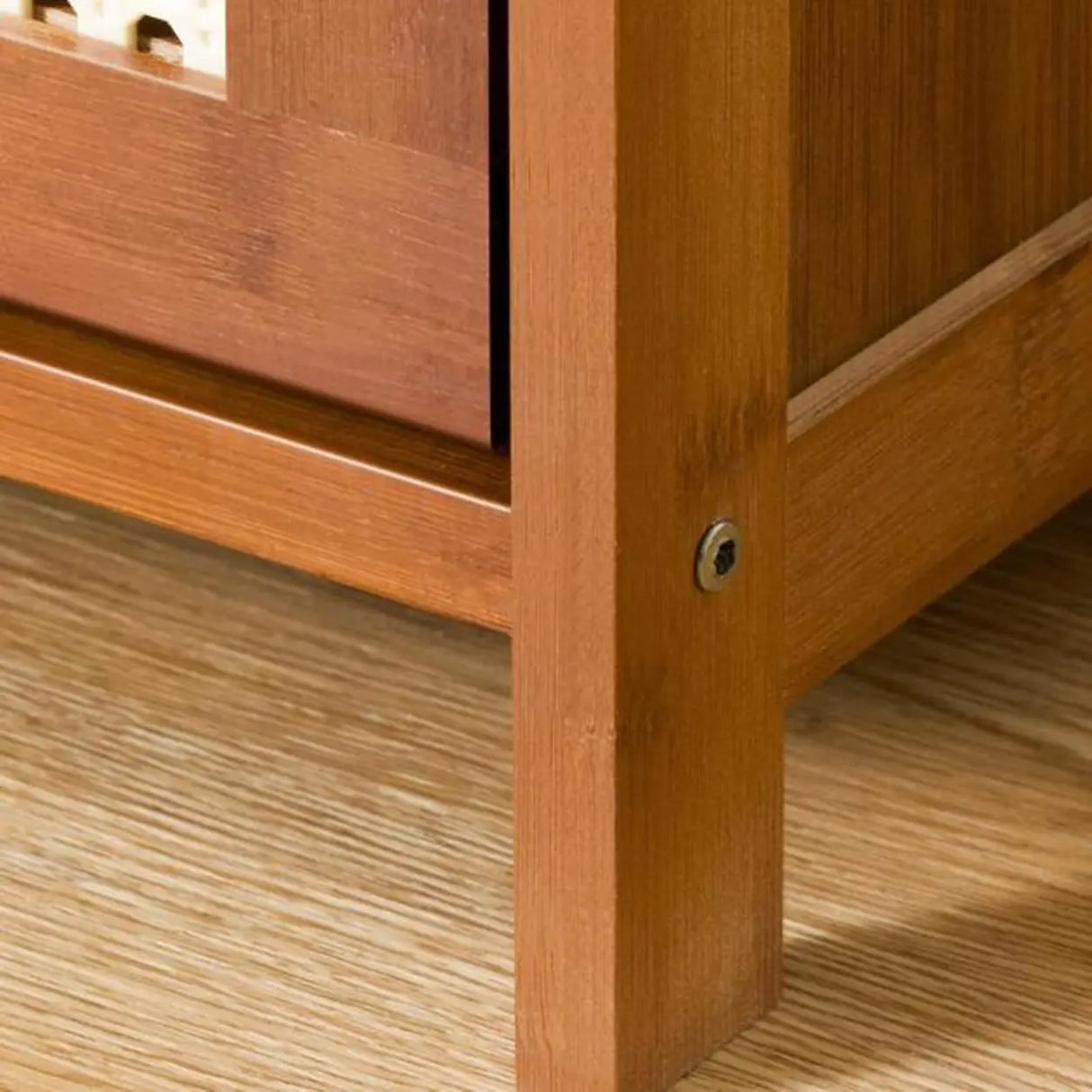 Tall Bamboo Hallway Brown Closed Back Shoe Storage Image - 14