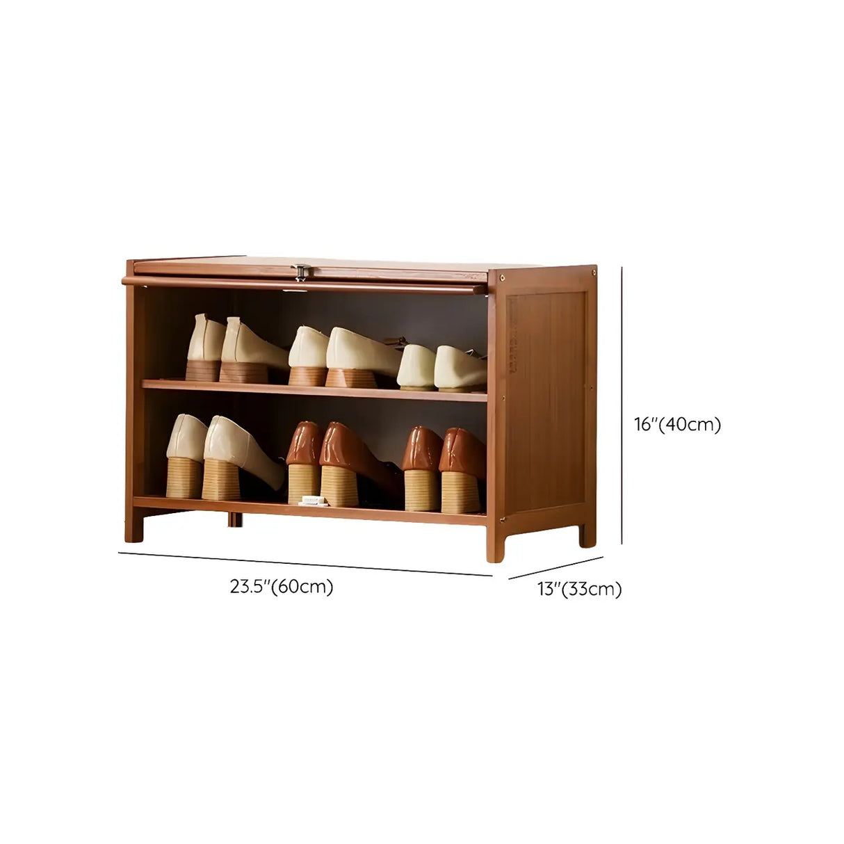 Tall Bamboo Hallway Brown Closed Back Shoe Storage Image - 25