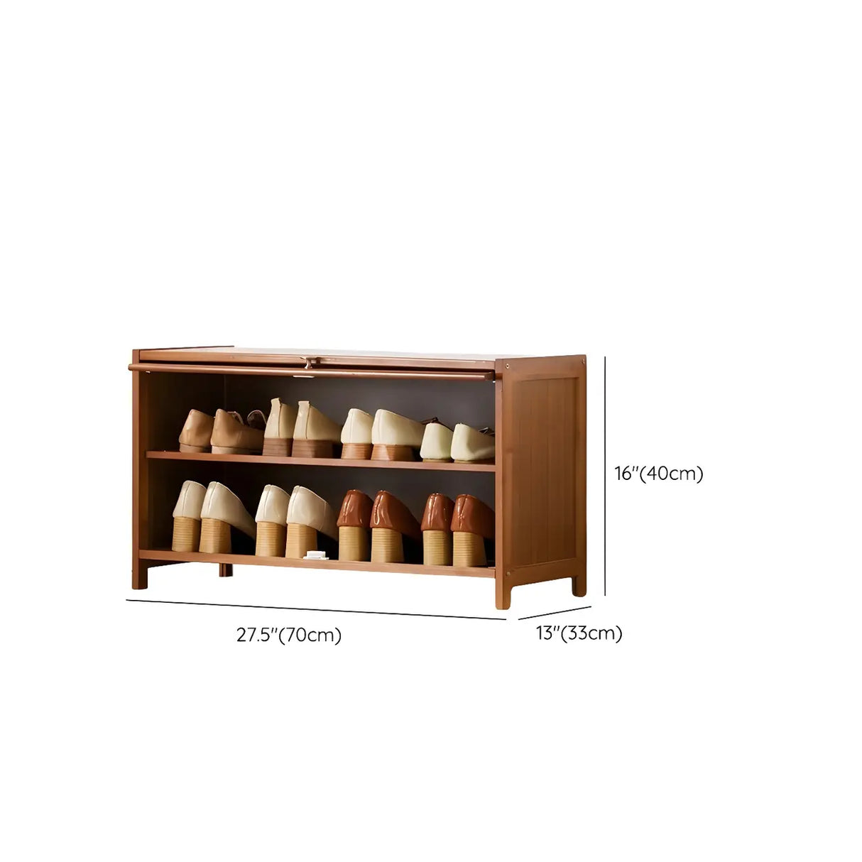 Tall Bamboo Hallway Brown Closed Back Shoe Storage Image - 26