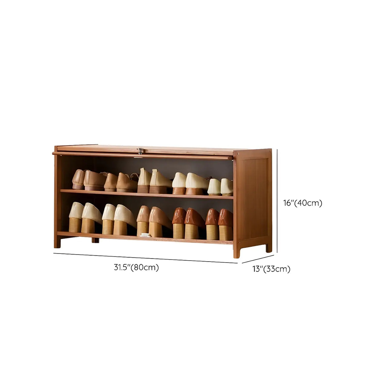 Tall Bamboo Hallway Brown Closed Back Shoe Storage Image - 27