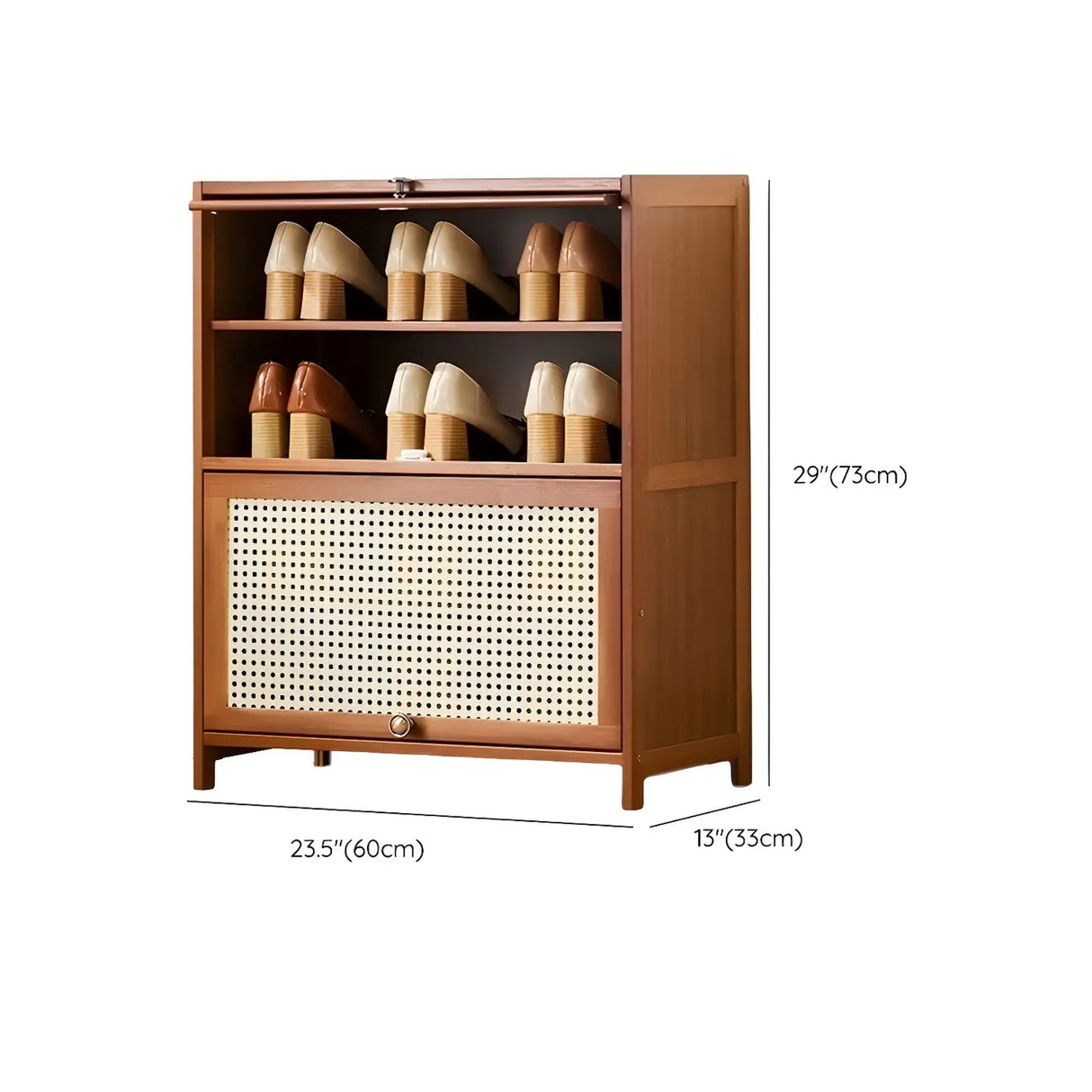 Tall Bamboo Hallway Brown Closed Back Shoe Storage Image - 28