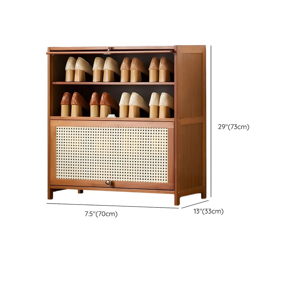 Tall Bamboo Hallway Brown Closed Back Shoe Storage Image - 29