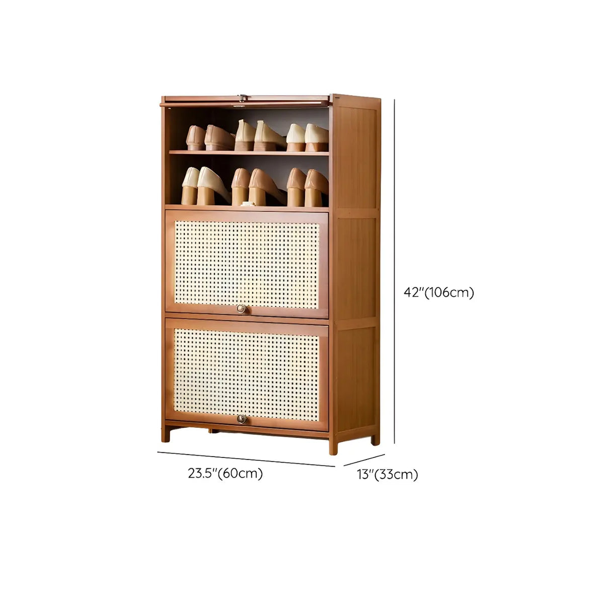 Tall Bamboo Hallway Brown Closed Back Shoe Storage Image - 30