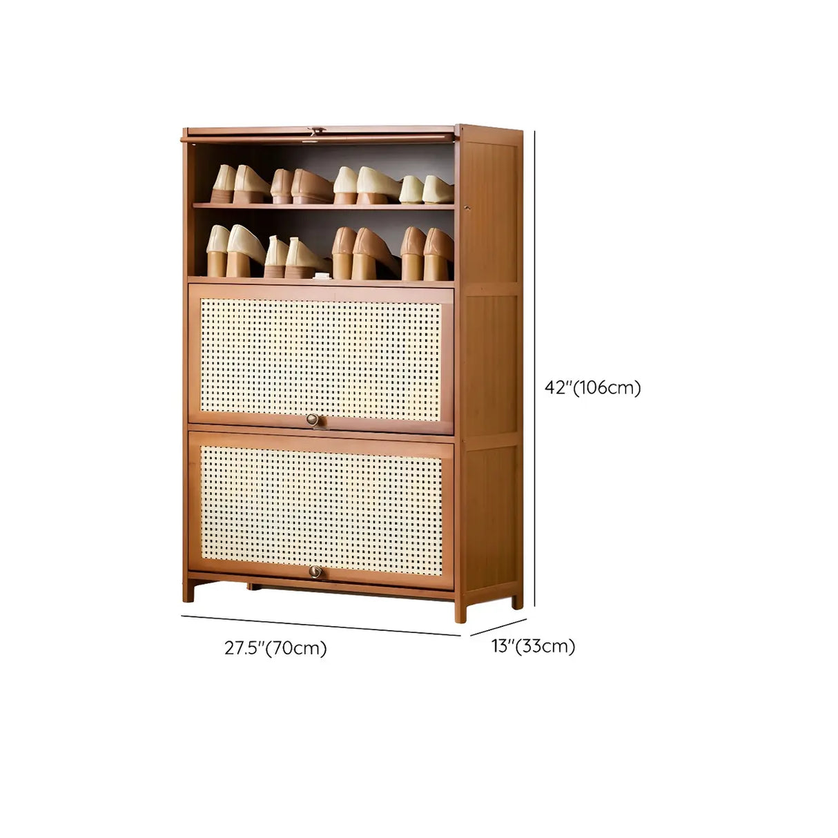 Tall Bamboo Hallway Brown Closed Back Shoe Storage Image - 31
