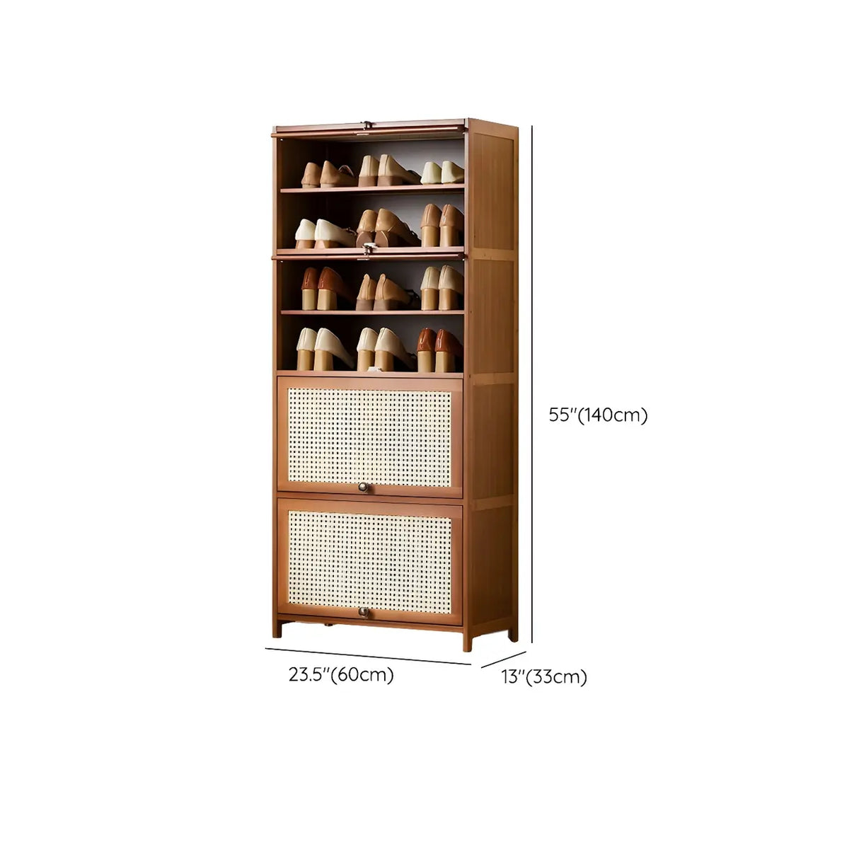 Tall Bamboo Hallway Brown Closed Back Shoe Storage Image - 32