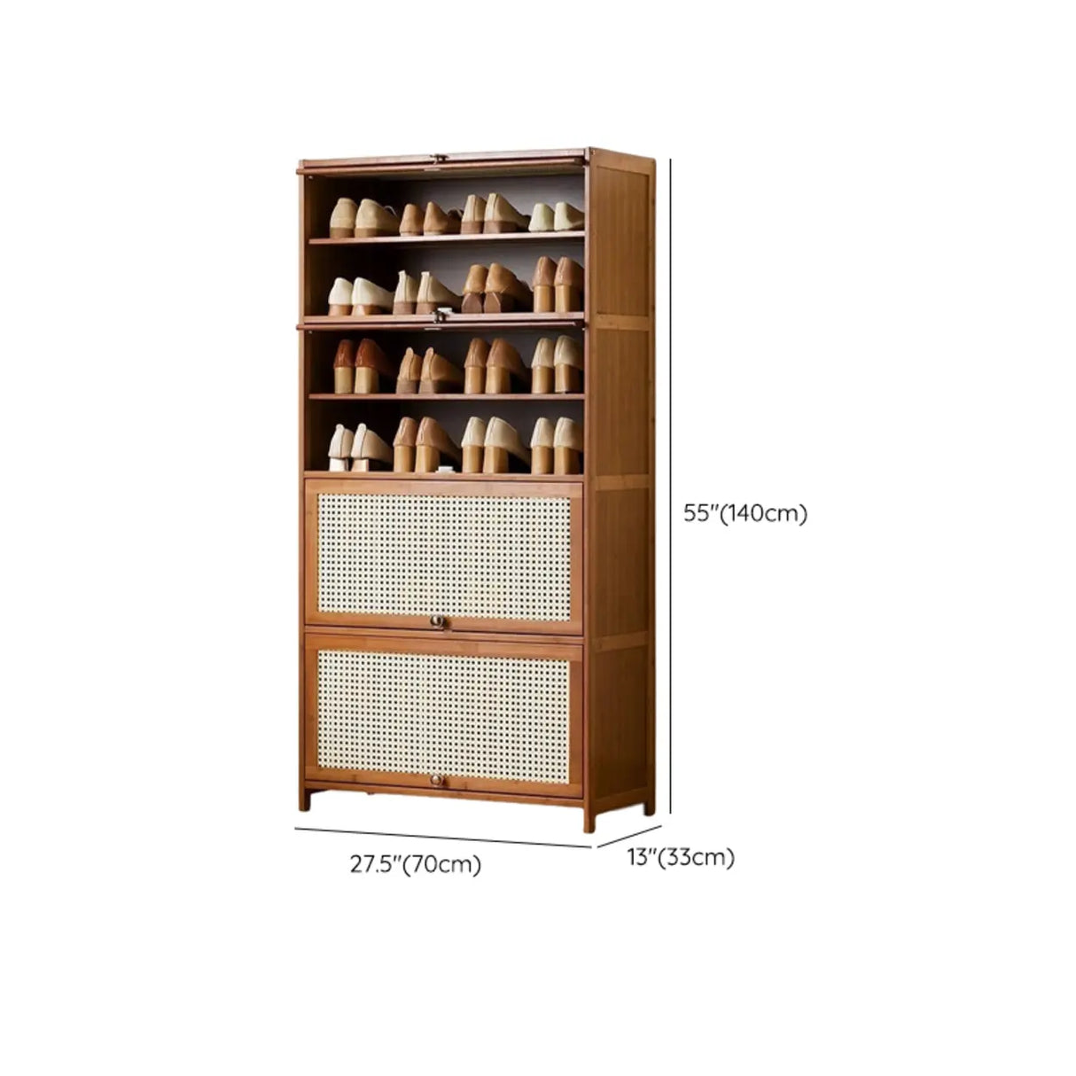 Tall Bamboo Hallway Brown Closed Back Shoe Storage Image - 33