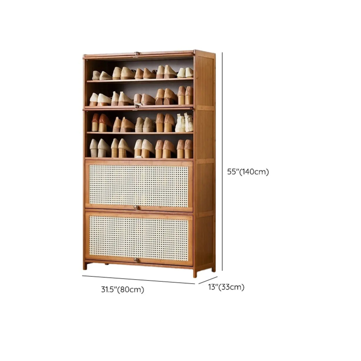 Tall Bamboo Hallway Brown Closed Back Shoe Storage Image - 34