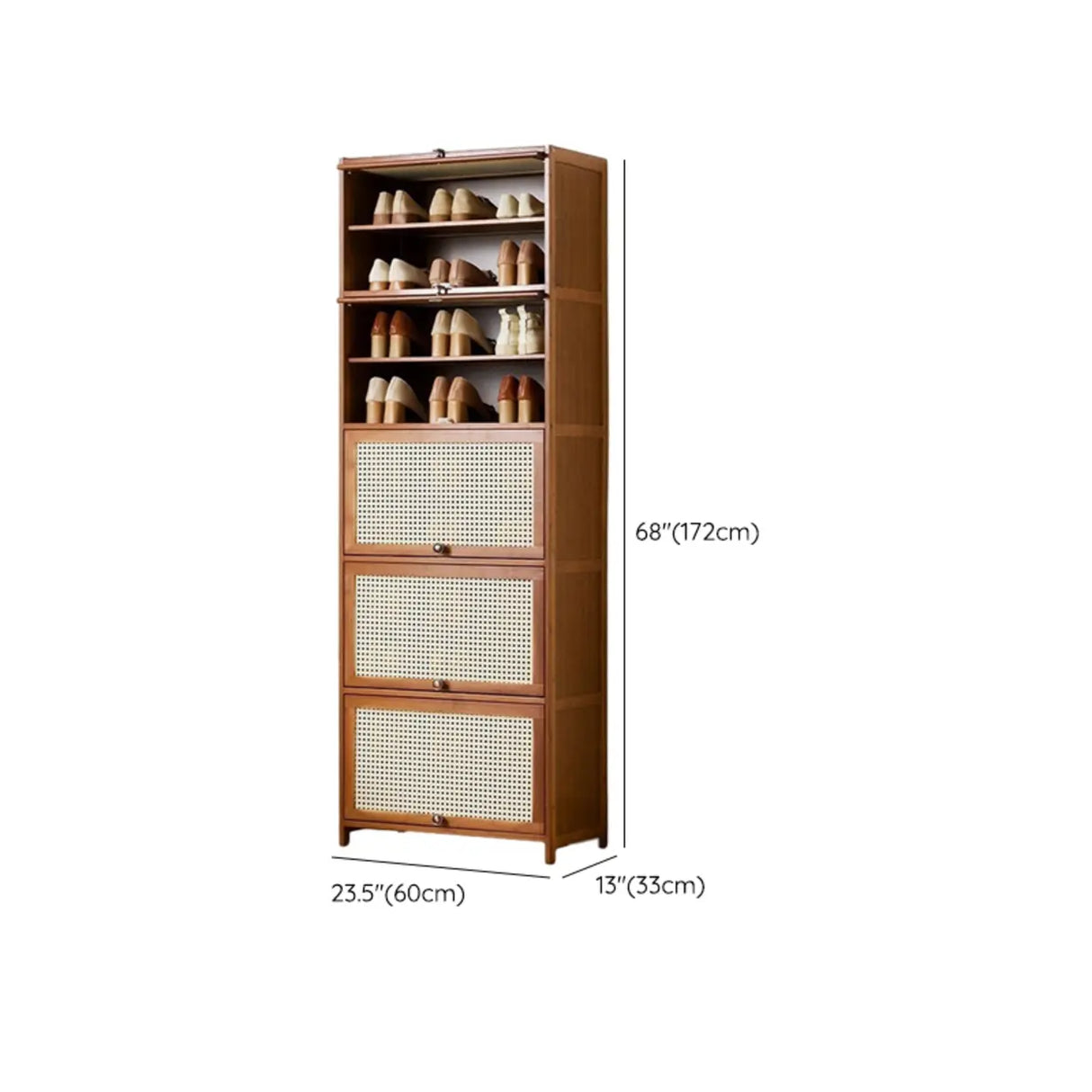 Tall Bamboo Hallway Brown Closed Back Shoe Storage Image - 35
