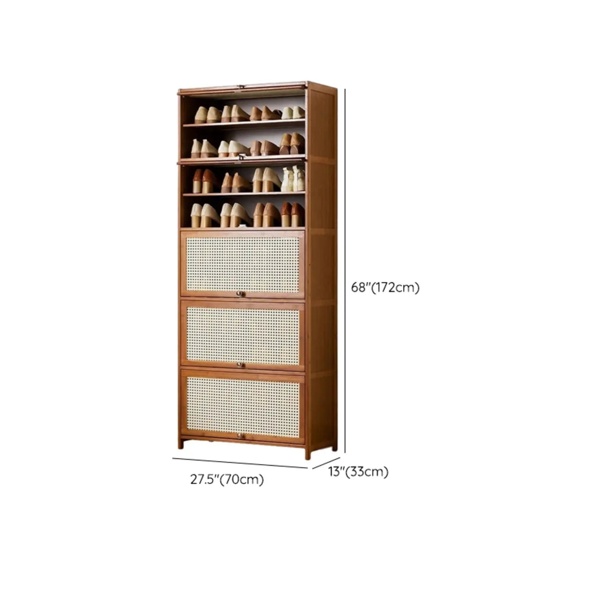 Tall Bamboo Hallway Brown Closed Back Shoe Storage Image - 36