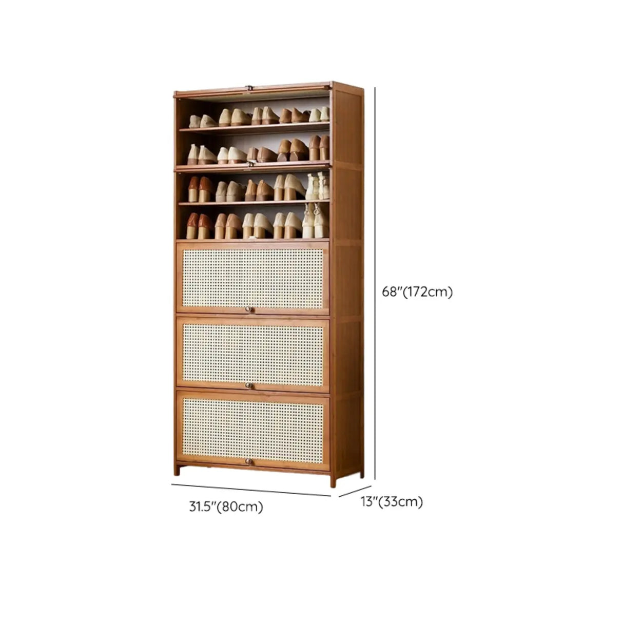 Tall Bamboo Hallway Brown Closed Back Shoe Storage Image - 37
