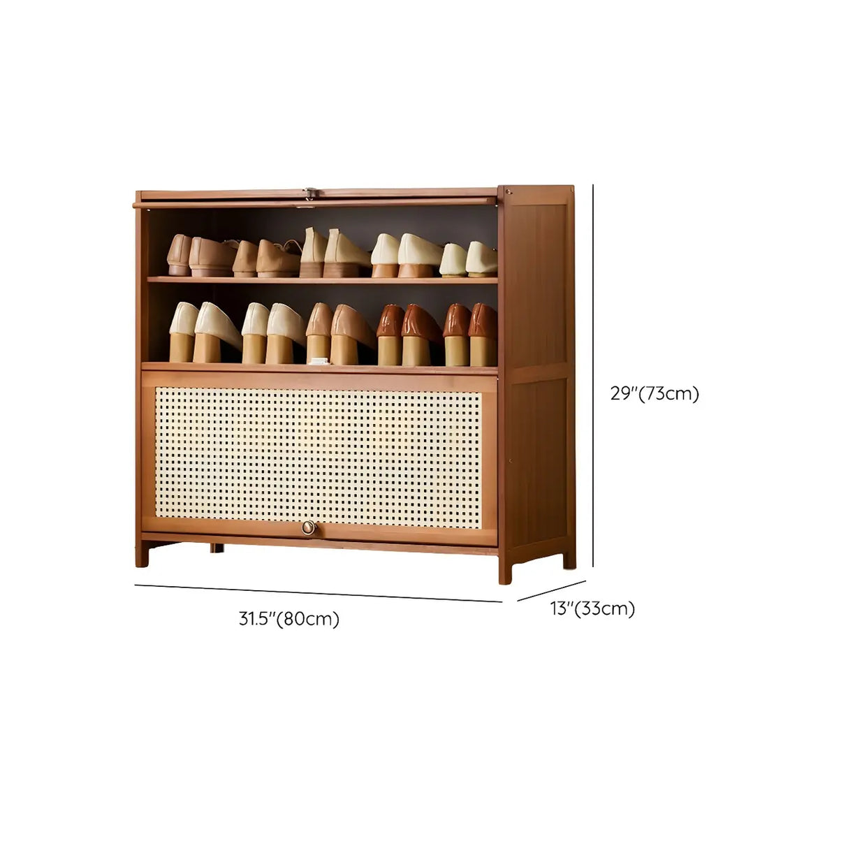 Tall Bamboo Hallway Brown Closed Back Shoe Storage Image - 38