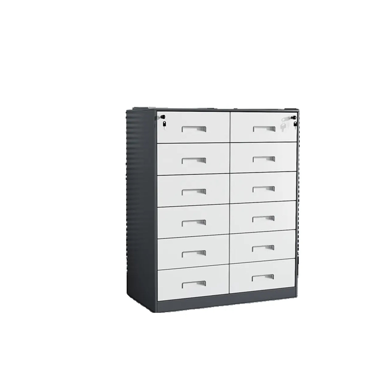 Tall Coffee Steel Vertical Cabinet with Locking Drawers Image - 12