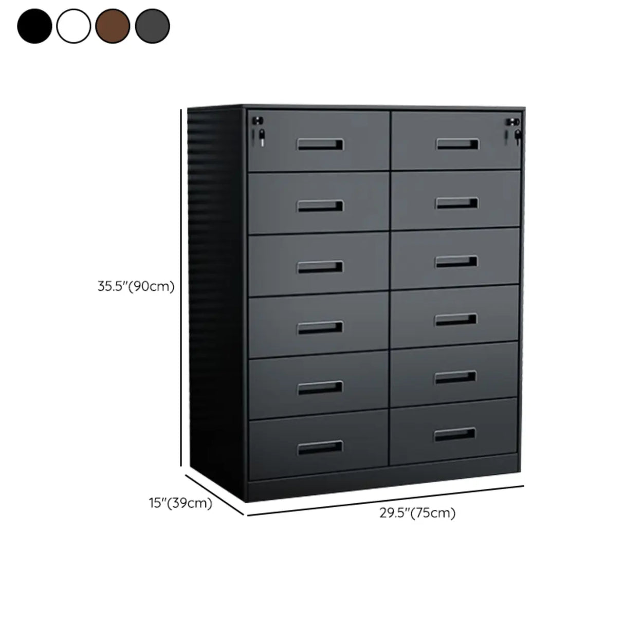 Tall Coffee Steel Vertical Cabinet with Locking Drawers Image - 14