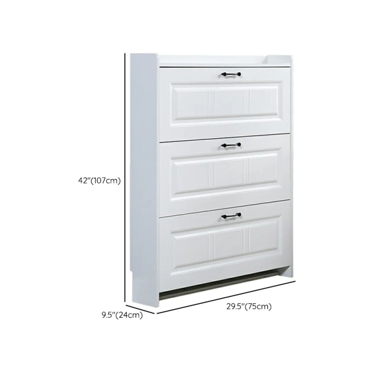 Tall Hallway White Large Capacity Drop Front Shoe Storage Image - 25