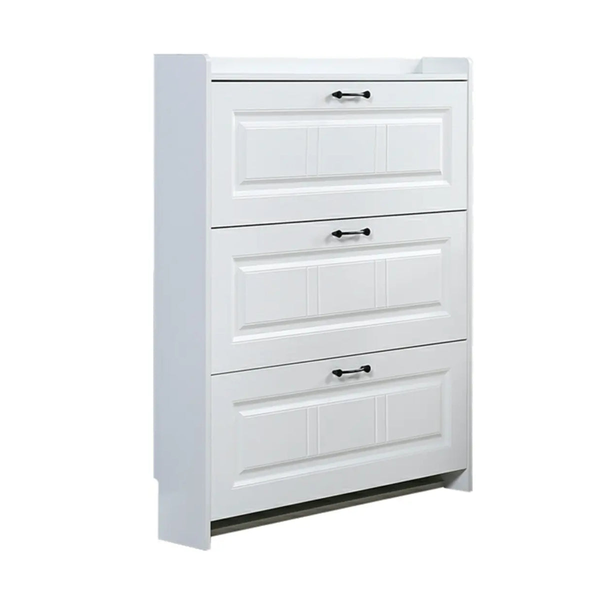 Tall Hallway White Large Capacity Drop Front Shoe Storage Image - 5
