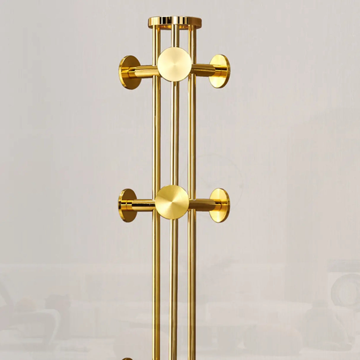 Tall Metal Gold-Black Freestanding Hooks Coat Rack Image - 11