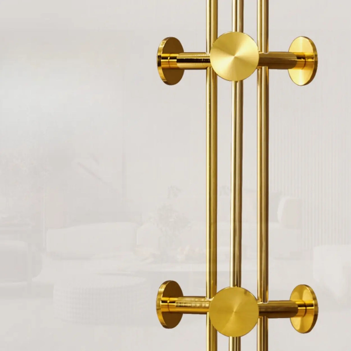 Tall Metal Gold-Black Freestanding Hooks Coat Rack Image - 12