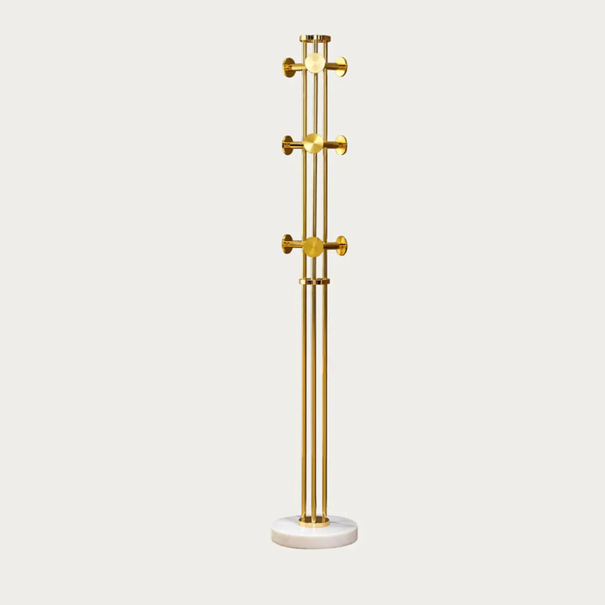 Tall Metal Gold-Black Freestanding Hooks Coat Rack Image - 9