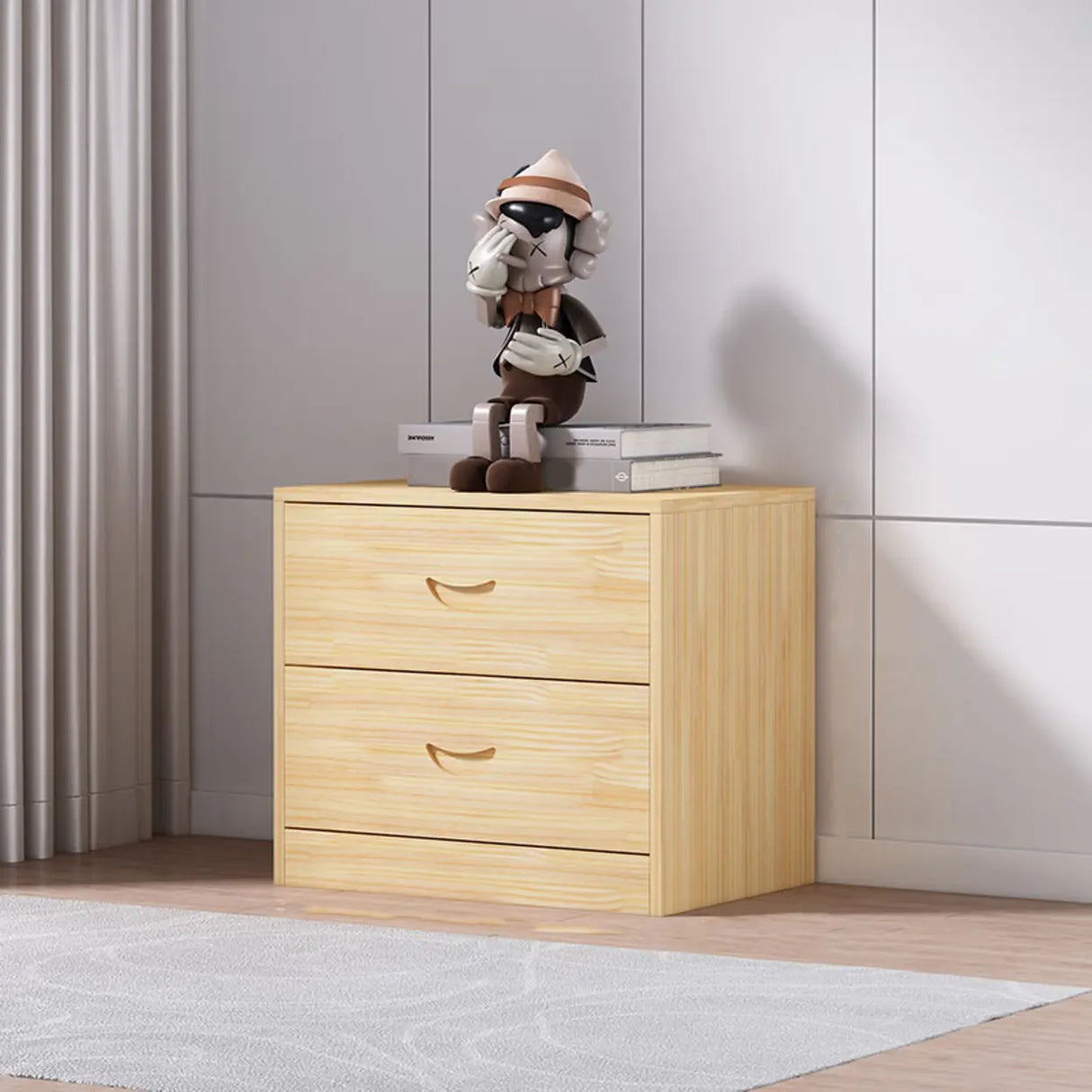 Tall Natural Finish Wood Vertical Five Drawers Chest Image - 21