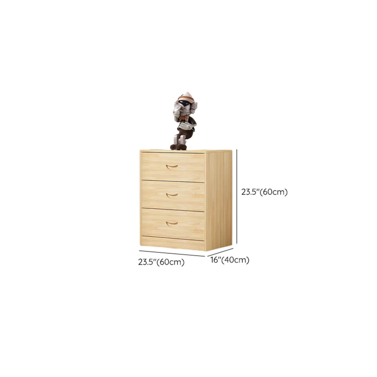 Tall Natural Finish Wood Vertical Five Drawers Chest