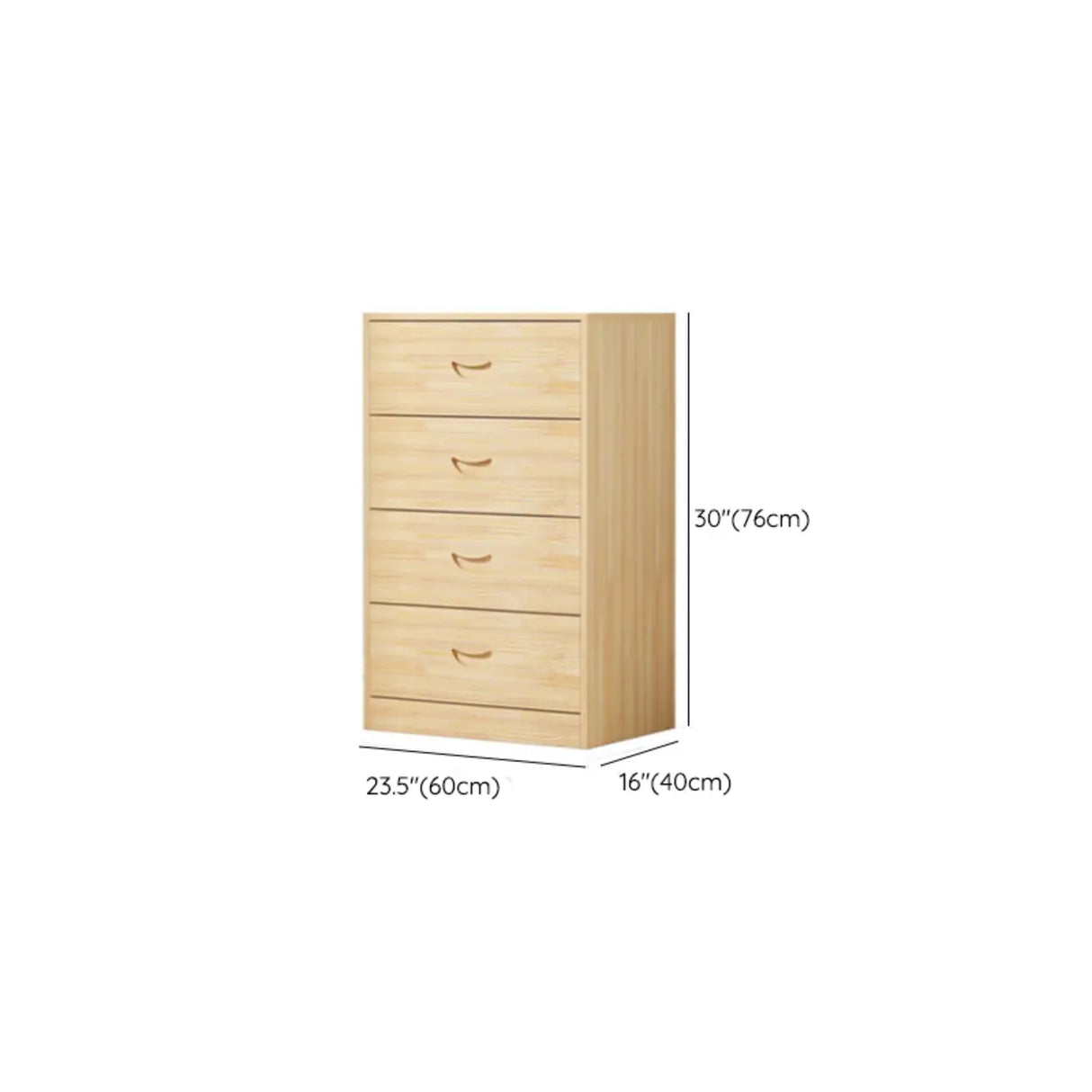Tall Natural Finish Wood Vertical Five Drawers Chest Image - 24