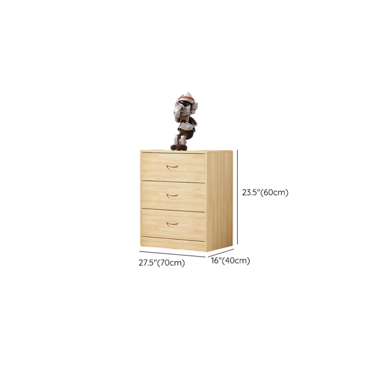 Tall Natural Finish Wood Vertical Five Drawers Chest Image - 25