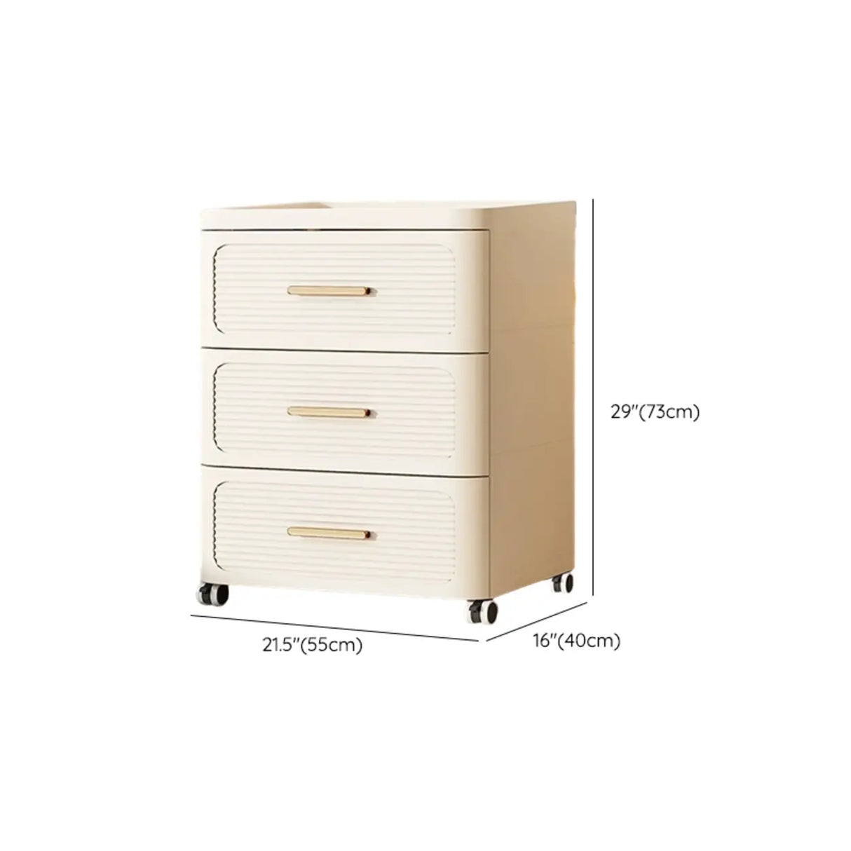 Tall Off-White Plastic Storage Drawers Chest with Casters Image - 32