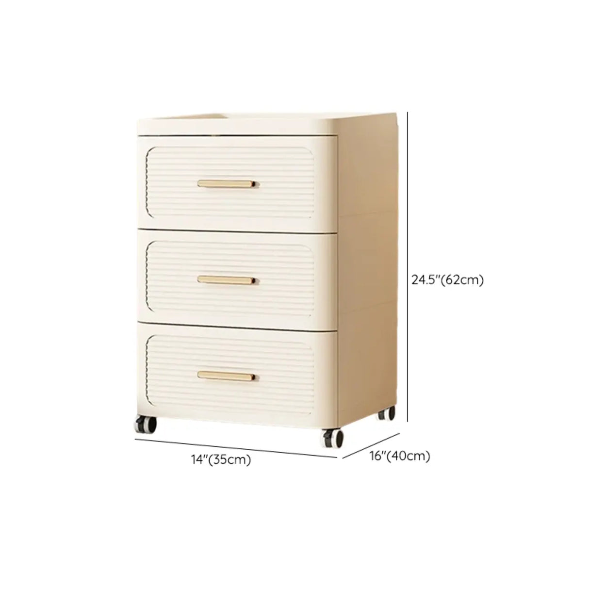 Tall Off-White Plastic Storage Drawers Chest with Casters