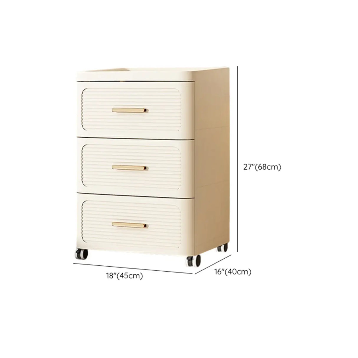 Tall Off-White Plastic Storage Drawers Chest with Casters Image - 23
