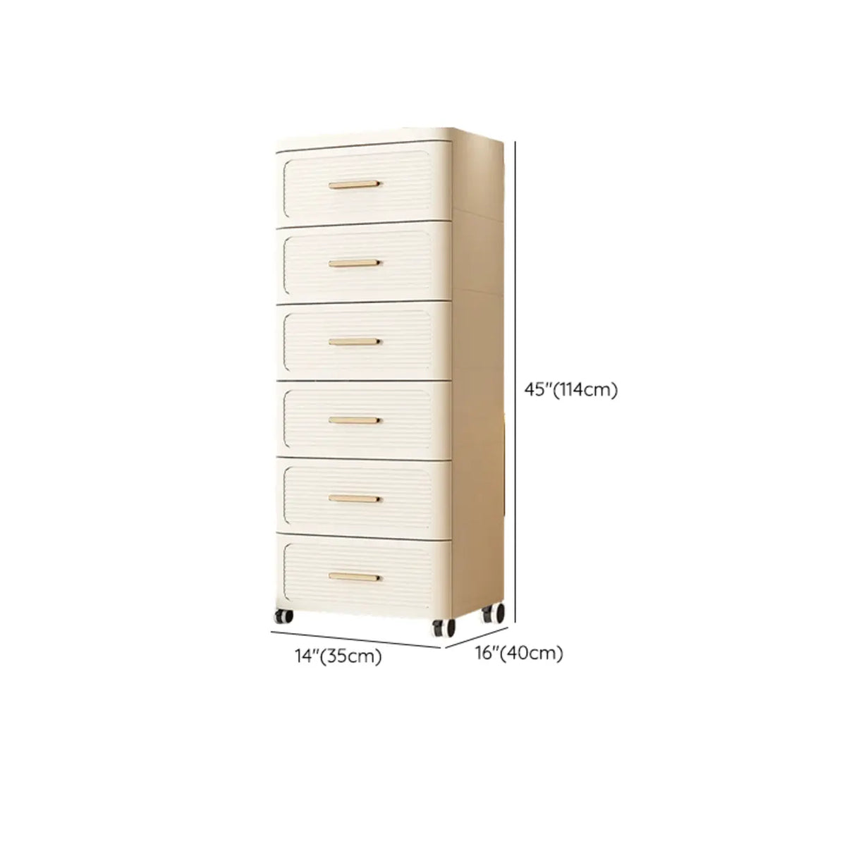 Tall Off-White Plastic Storage Drawers Chest with Casters Image - 27